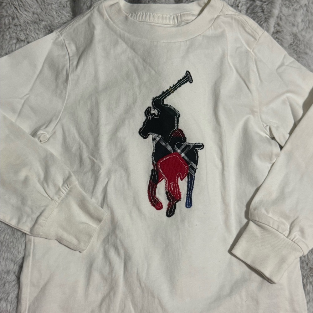 Polo Ralph Lauren Kids' White Long Sleeve Tee with Patch